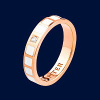 кольцо из красного золота с белой эмалью и бриллиантом 911511-2б фото дворец обручальных колец фото 1