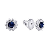 серьги из белого золота с бриллиантами и сапфирами 922700-3с фото дворец обручальных колец фото 1