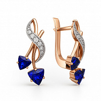 серьги из красного золота с сапфирами и бриллиантами 912007с фото дворец обручальных колец фото 1