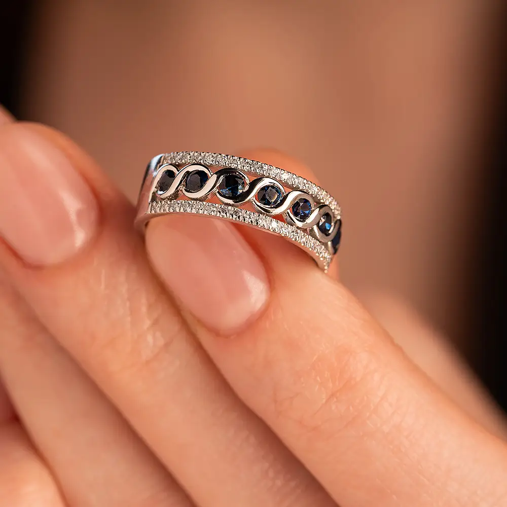 кольцо из белого золота с бриллиантами и сапфирами 921494с фото дворец обручальных колец фото 5