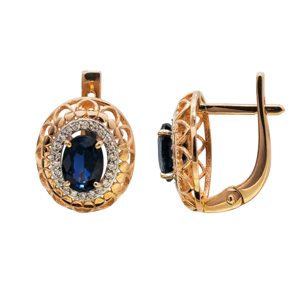серьги из золота с сапфирами и бриллиантами 912397с фото дворец обручальных колец фото 1