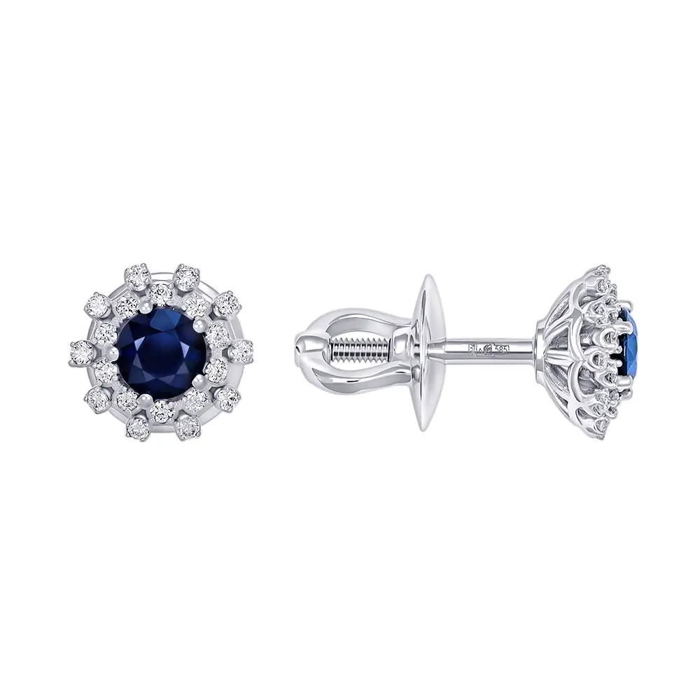 серьги из белого золота с бриллиантами и сапфирами 922700-3с фото дворец обручальных колец фото 2