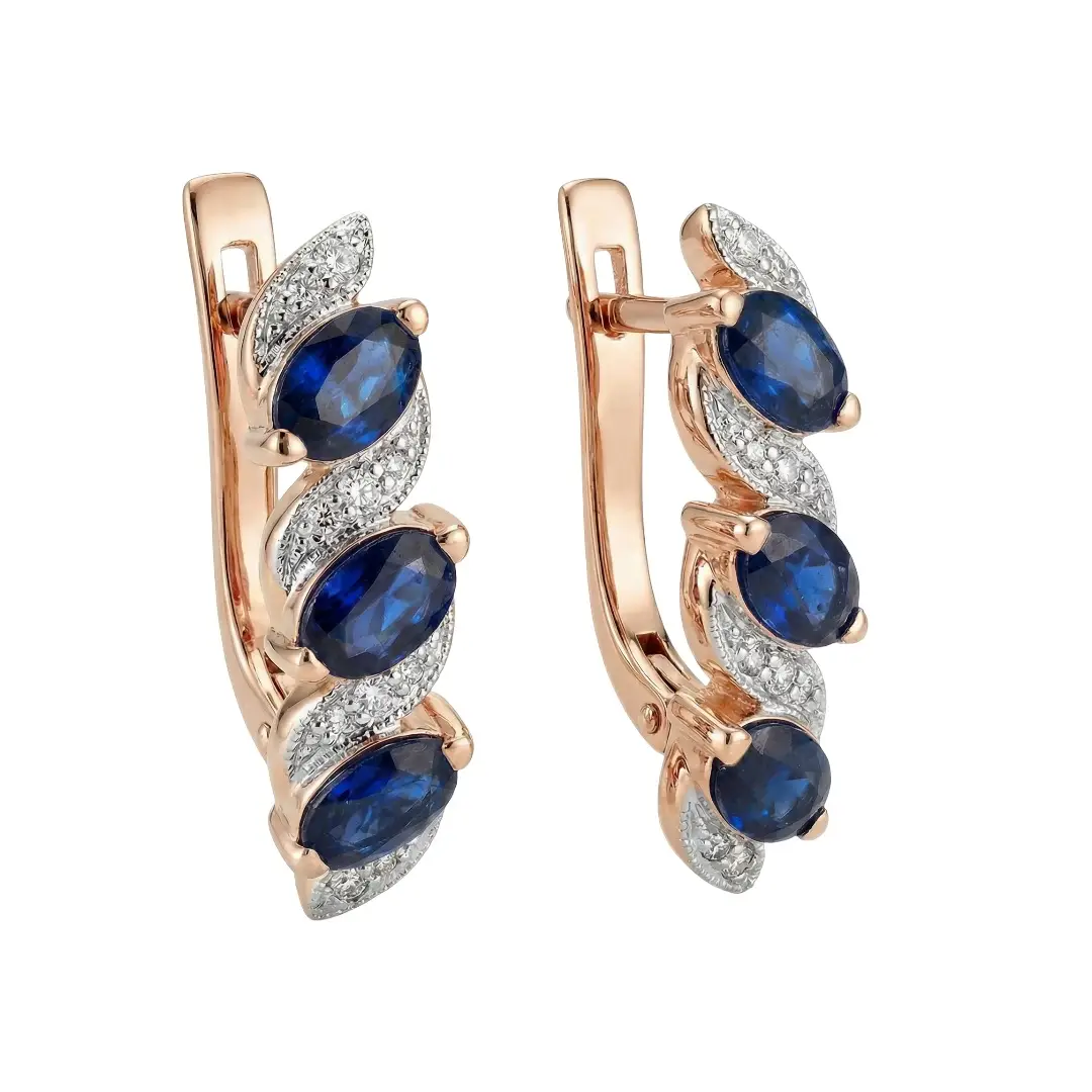 серьги из красного золота с сапфирами и бриллиантами 912150с фото дворец обручальных колец фото 1