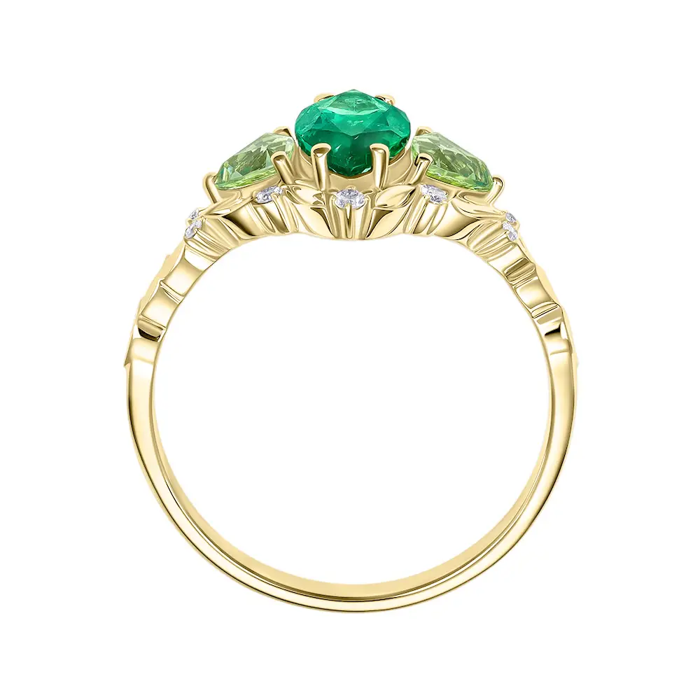 кольцо-трансформер из желтого золота с бриллиантами и изумрудом 9311105к  фото дворец обручальных колец фото 3