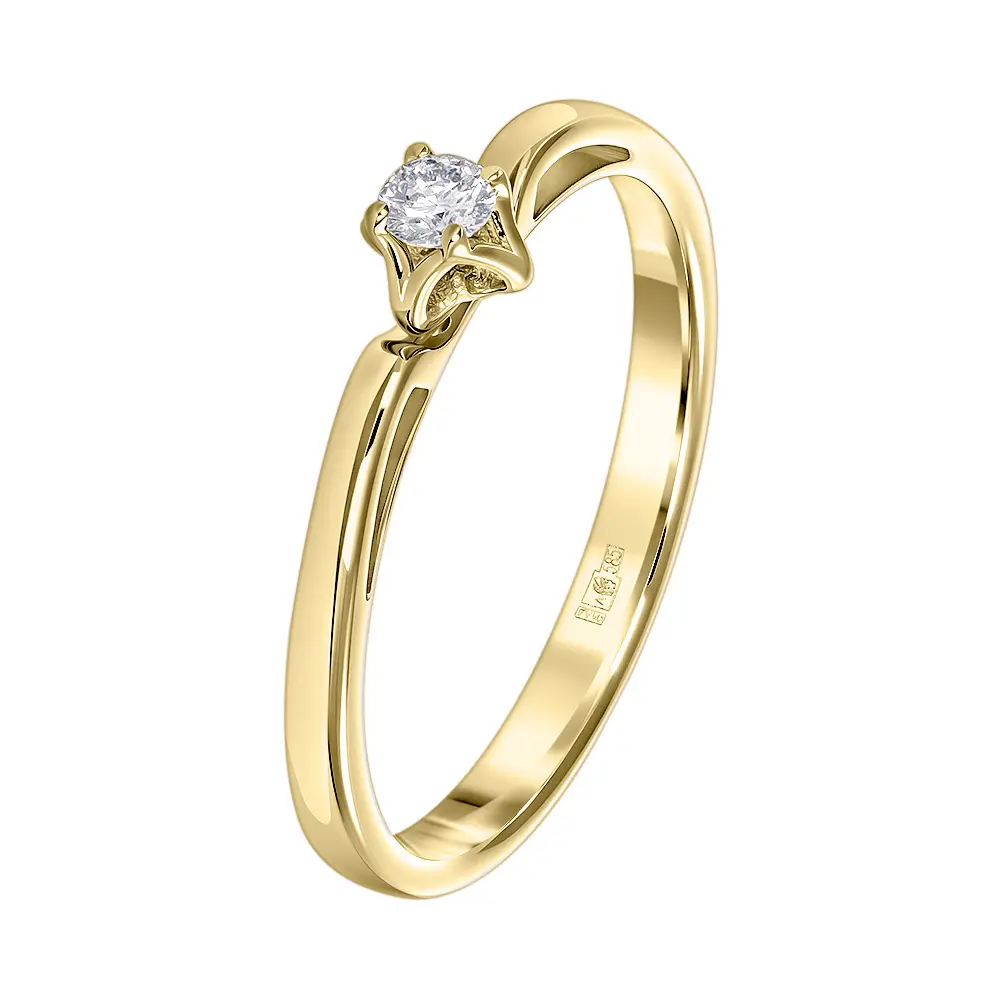 помолвочное кольцо из желтого золота с бриллиантом 9311053б фото дворец обручальных колец фото 1