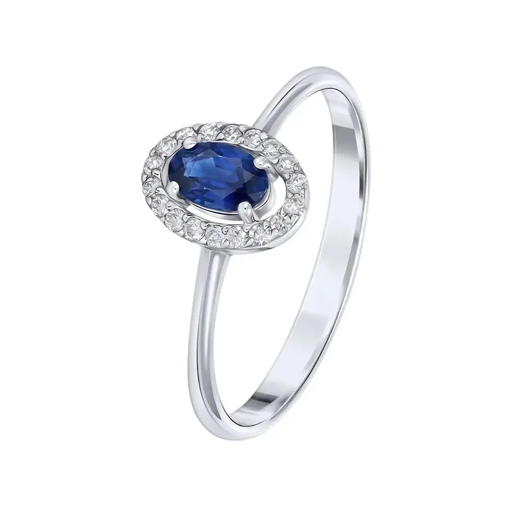 кольцо из белого золота с сапфиром 921003с фото дворец обручальных колец фото 1