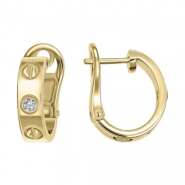 Серьги из желтого золота с бриллиантами 932553-3Б