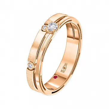 Обручальное кольцо из красного золота с бриллиантами 9111008Б