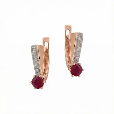 Серьги из красного золота с рубинами и бриллиантами 912005Р