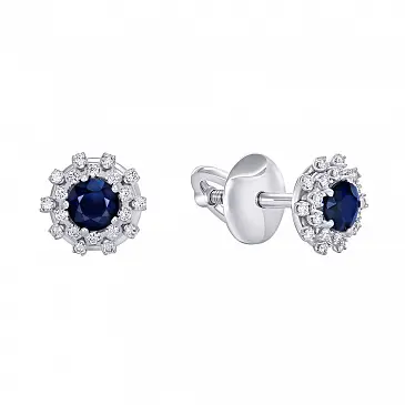 Серьги из белого золота с бриллиантами и сапфирами 922700-3С