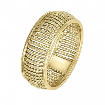 Фактурное обручальное кольцо из желтого золота 931407
