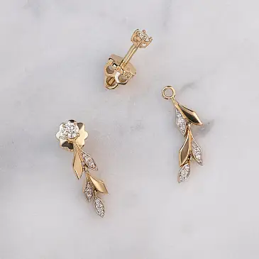 Серьги-пусеты из желтого золота с бриллиантами 932910Б